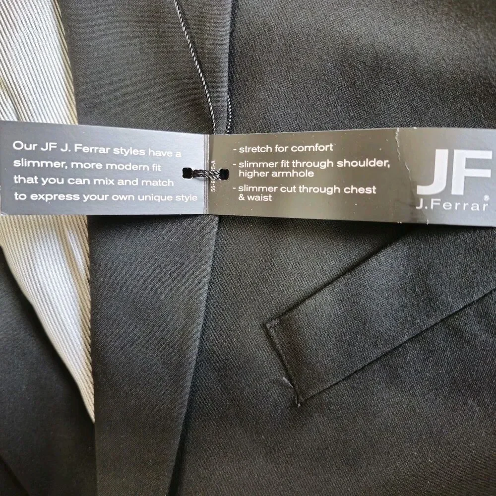 J Ferrar Black Super Slim Fit Blazer 46R NWT Stretch 2 Button Suit Jacket - Picture 10 of 16